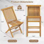 Costway Patio Chairs Set of 2/4 with Slatted Seat & Backrest No Assembly Needed for Poolside