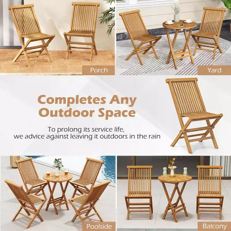 Costway Patio Chairs Set of 2/4 with Slatted Seat & Backrest No Assembly Needed for Poolside