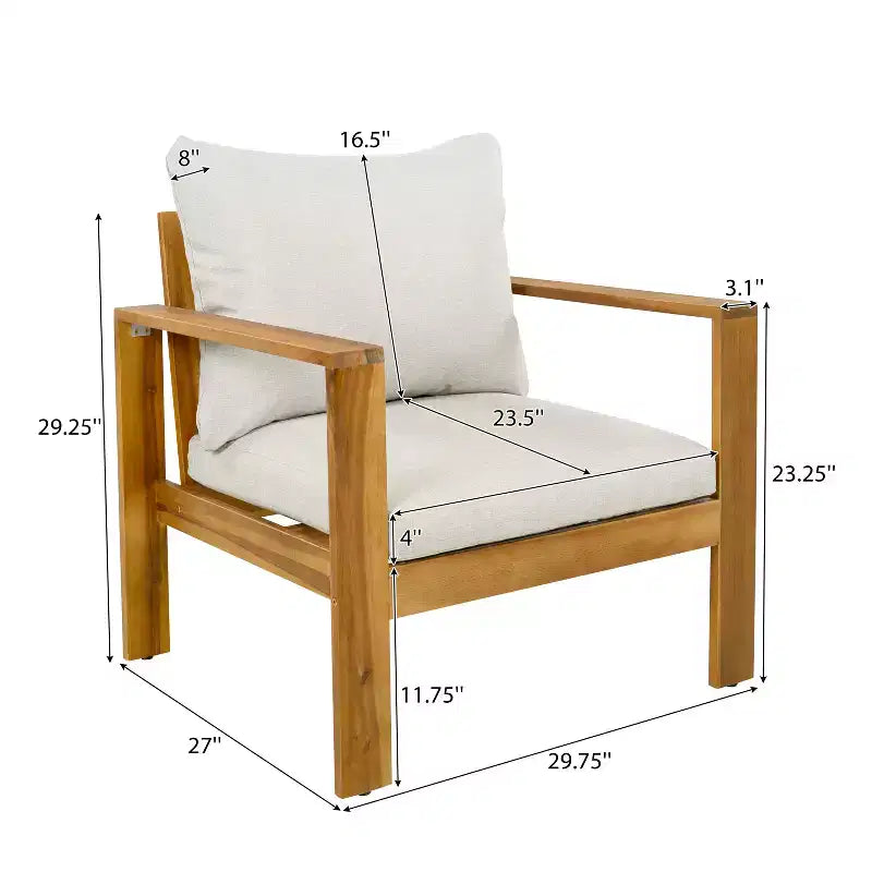 Christopher Knight Home Norman Outdoor Slat Design Acacia Wood Club Chair with Cushions, Light Gray/Teak