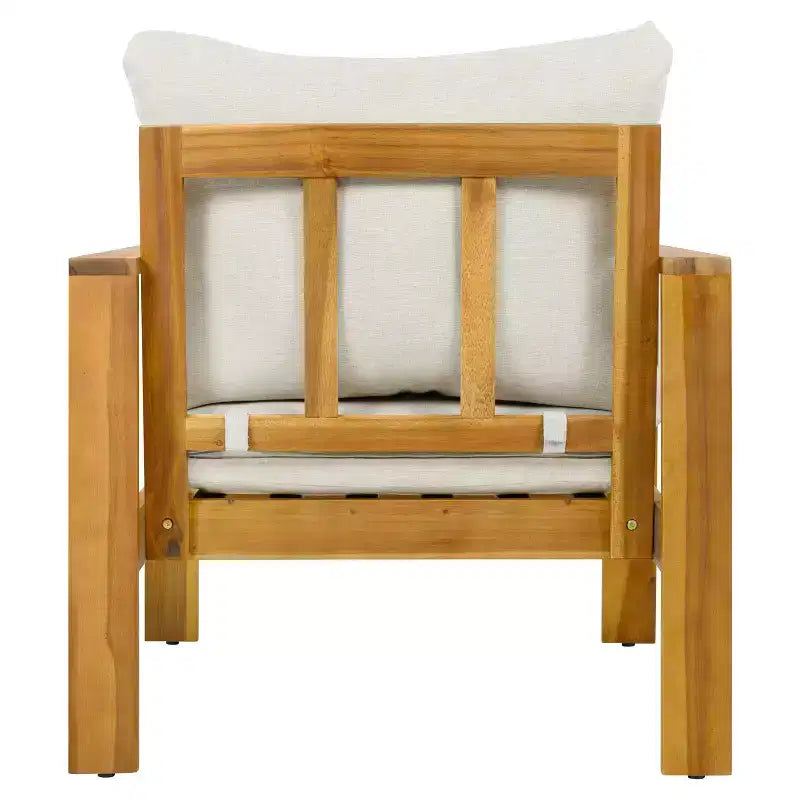 Christopher Knight Home Norman Outdoor Slat Design Acacia Wood Club Chair with Cushions, Light Gray/Teak