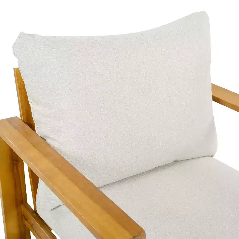Christopher Knight Home Norman Outdoor Slat Design Acacia Wood Club Chair with Cushions, Light Gray/Teak