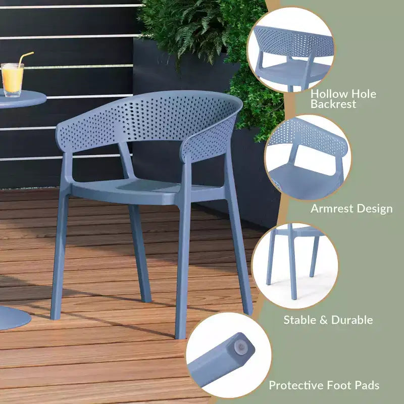WestinTrends Playa Outdoor Modern Stackable Plastic Resin Patio Dining Armchair (Set of 2)
