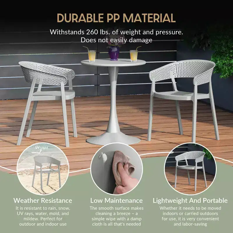 WestinTrends Playa Outdoor Modern Stackable Plastic Resin Patio Dining Armchair (Set of 2)