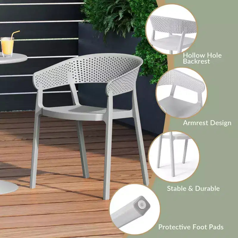 WestinTrends Playa Outdoor Modern Stackable Plastic Resin Patio Dining Armchair (Set of 2)