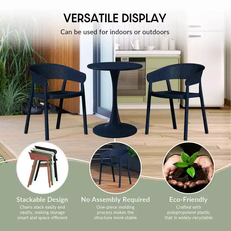 WestinTrends Playa Outdoor Modern Stackable Plastic Resin Patio Dining Armchair (Set of 2)