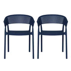 WestinTrends Playa Outdoor Modern Stackable Plastic Resin Patio Dining Armchair (Set of 2)