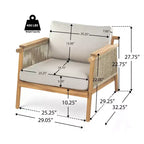 Christopher Knight Home Jackie Patio Acacia Wood Rope Weave Club Chair with Cushions, Teak/Beige