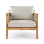 Christopher Knight Home Jackie Patio Acacia Wood Rope Weave Club Chair with Cushions, Teak/Beige