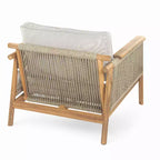 Christopher Knight Home Jackie Patio Acacia Wood Rope Weave Club Chair with Cushions, Teak/Beige