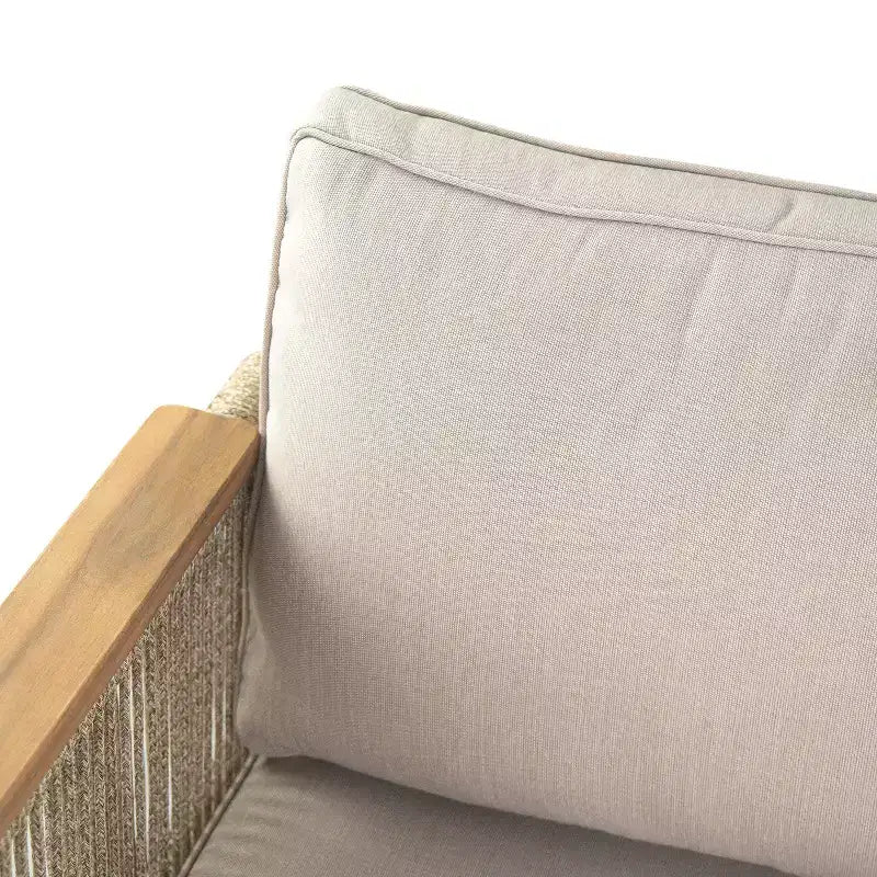 Christopher Knight Home Jackie Patio Acacia Wood Rope Weave Club Chair with Cushions, Teak/Beige