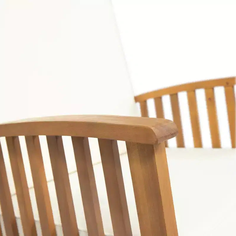 Patio Wooden Rocking Chair, Outdoor Accent Seat, Acacia Wood Rockers, Garden Porch Chairs with Cushion for Balcony -ModernLuxe