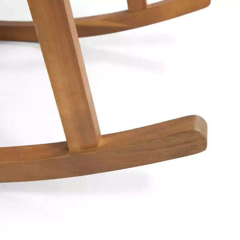 Patio Wooden Rocking Chair, Outdoor Accent Seat, Acacia Wood Rockers, Garden Porch Chairs with Cushion for Balcony -ModernLuxe