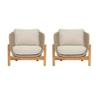 Christopher Knight Home Timothy Patio Aluminum, Acacia and Rope Club Chairs with 6 Cushions (Set of 2)