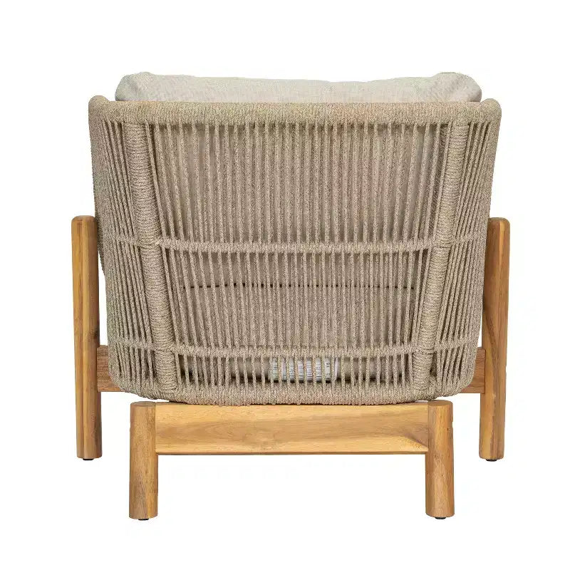 Christopher Knight Home Timothy Patio Aluminum, Acacia and Rope Club Chairs with 6 Cushions (Set of 2)