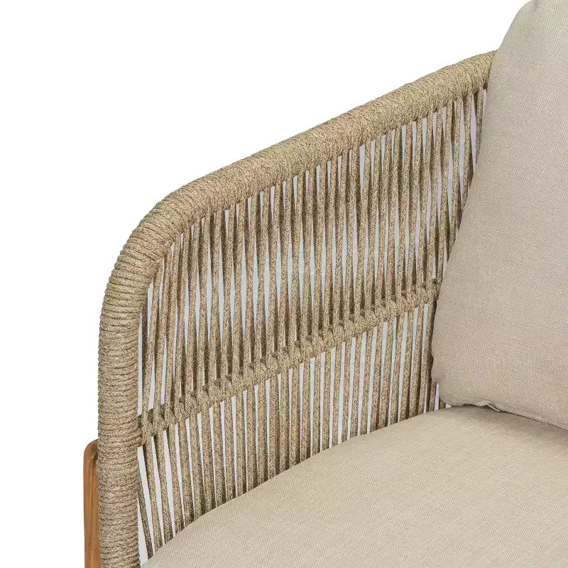 Christopher Knight Home Timothy Patio Aluminum, Acacia and Rope Club Chairs with 6 Cushions (Set of 2)