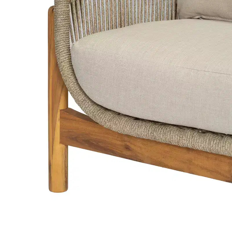 Christopher Knight Home Timothy Patio Aluminum, Acacia and Rope Club Chairs with 6 Cushions (Set of 2)