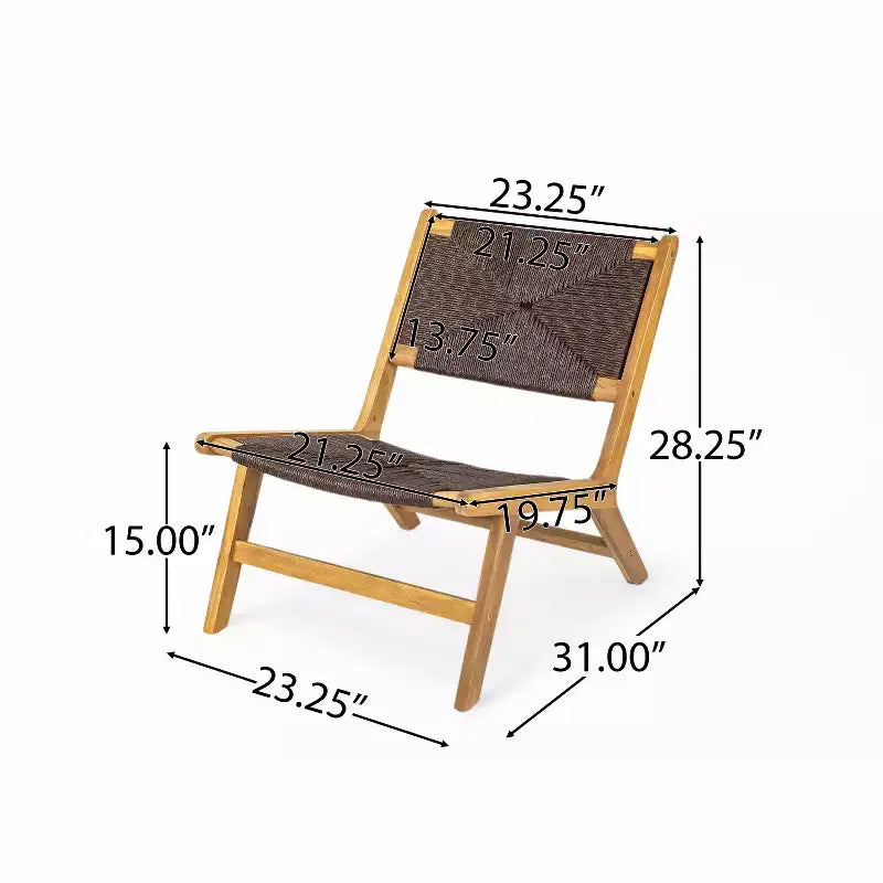 Christopher Knight Home Karla Outdoor Rustic Acacia Wood and Rattan Armless Lounge Chair (Set of 2)