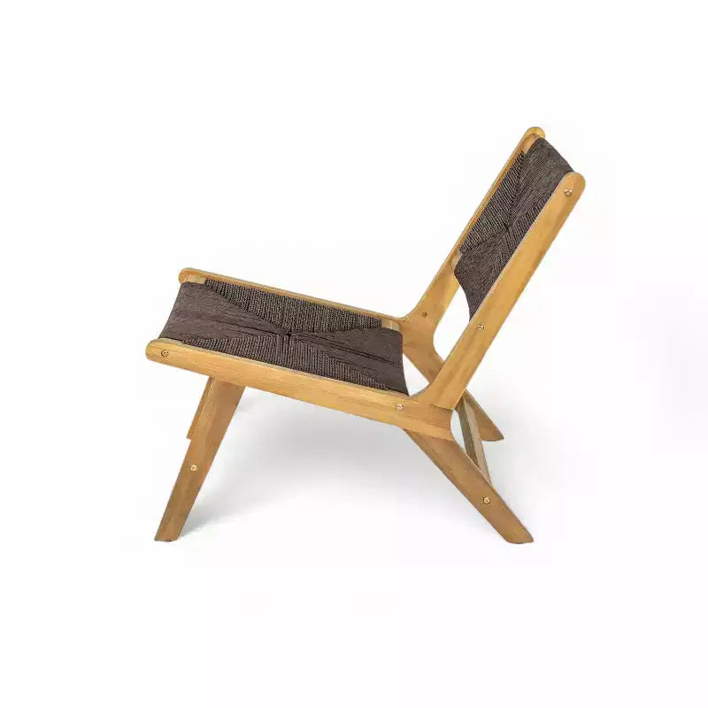 Christopher Knight Home Karla Outdoor Rustic Acacia Wood and Rattan Armless Lounge Chair (Set of 2)