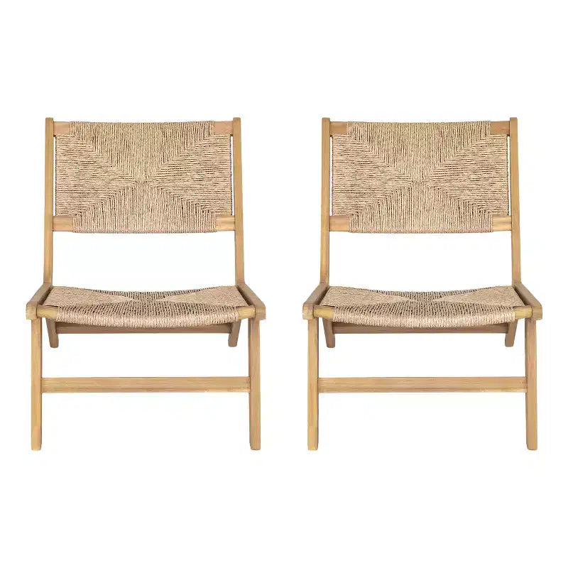 Christopher Knight Home Karla Outdoor Rustic Acacia Wood and Rattan Armless Lounge Chair (Set of 2)