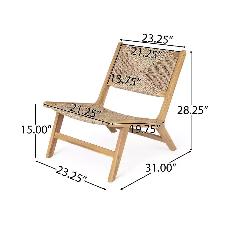 Christopher Knight Home Karla Outdoor Rustic Acacia Wood and Rattan Armless Lounge Chair (Set of 2)