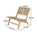 Christopher Knight Home Karla Outdoor Rustic Acacia Wood and Rattan Armless Lounge Chair (Set of 2)
