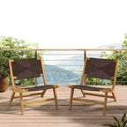 Christopher Knight Home Karla Outdoor Rustic Acacia Wood and Rattan Armless Lounge Chair (Set of 2)