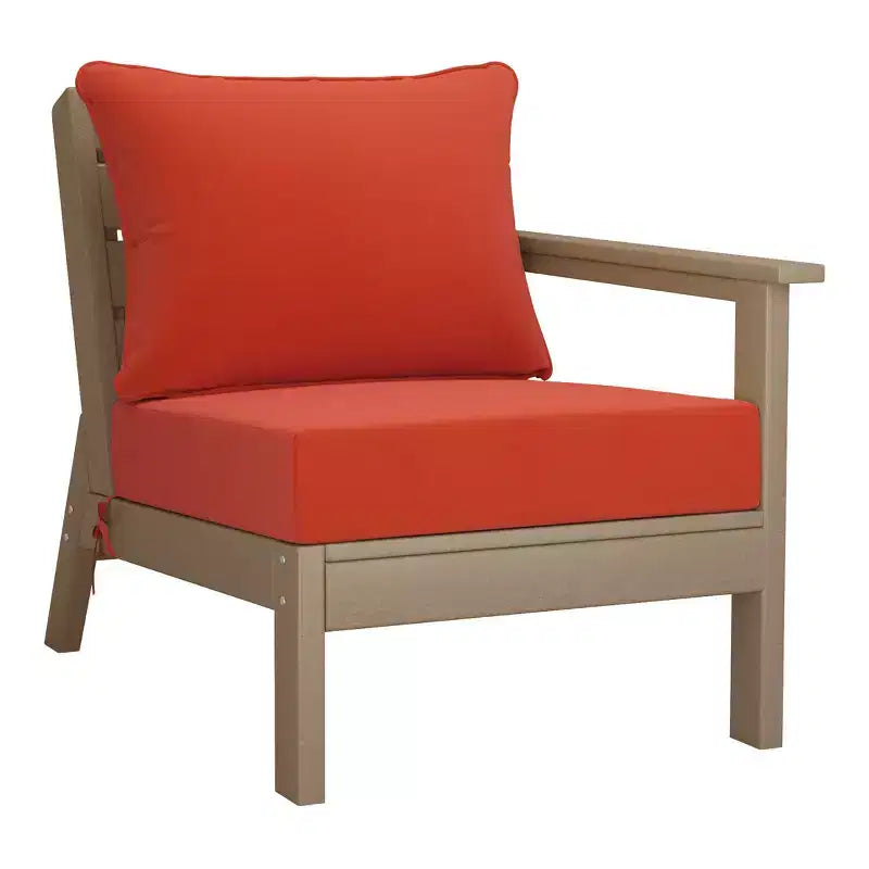 WestinTrends Avalon Outdoor 6-Piece Modular Sectional Patio Furniture Sofa Set, Weathered Wood/Orange