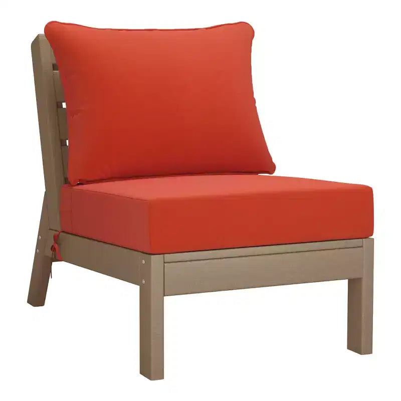 WestinTrends Avalon Outdoor 6-Piece Modular Sectional Patio Furniture Sofa Set, Weathered Wood/Orange