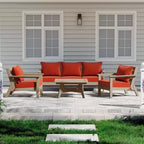 WestinTrends Avalon Outdoor 6-Piece Modular Sectional Patio Furniture Sofa Set, Weathered Wood/Orange