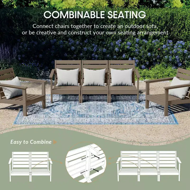 WestinTrends Avalon Outdoor 6-Piece Modular Sectional Patio Furniture Sofa Set, Weathered Wood/Orange
