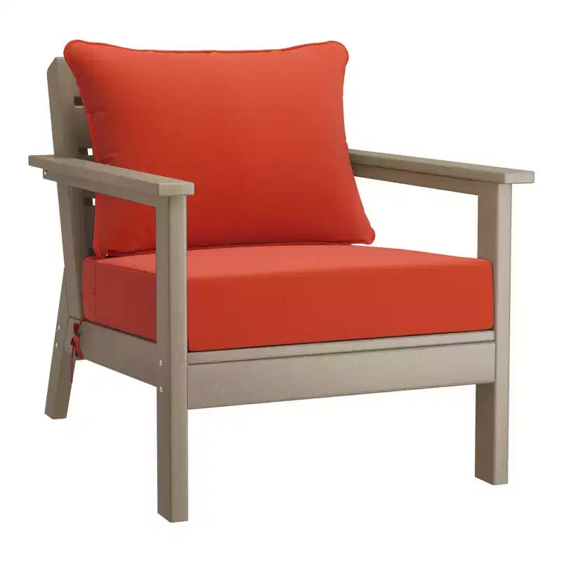 WestinTrends Avalon Outdoor 6-Piece Modular Sectional Patio Furniture Sofa Set, Weathered Wood/Orange