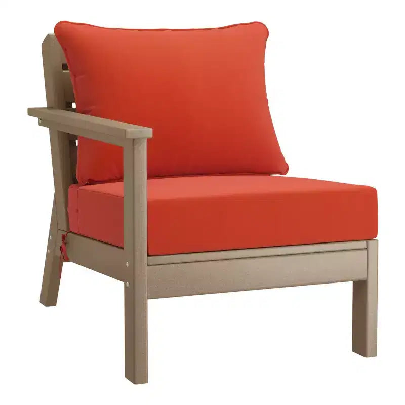 WestinTrends Avalon Outdoor 6-Piece Modular Sectional Patio Furniture Sofa Set, Weathered Wood/Orange