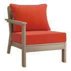 WestinTrends Avalon Outdoor 6-Piece Modular Sectional Patio Furniture Sofa Set, Weathered Wood/Orange