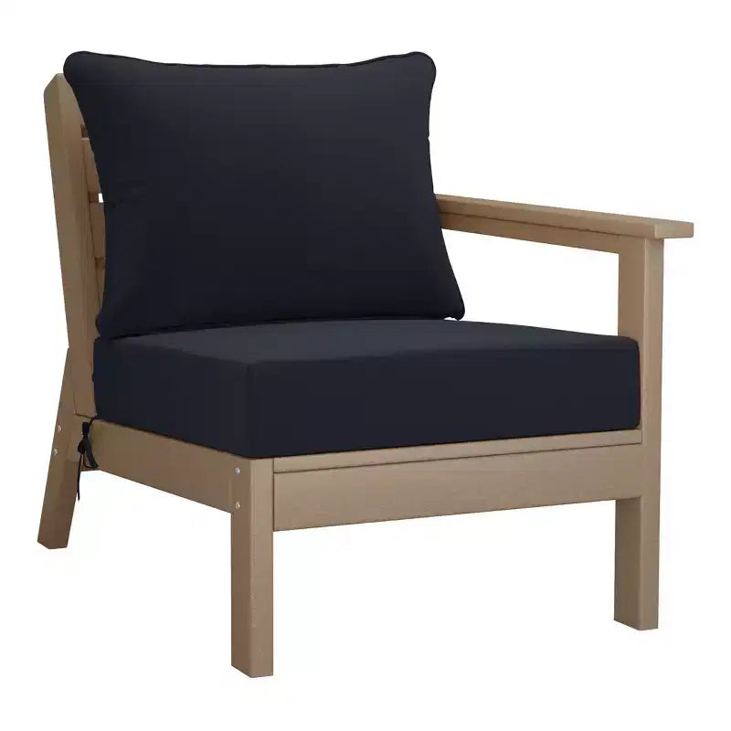 WestinTrends Avalon Outdoor 6-Piece Modular Sectional Patio Furniture Sofa Set, Weathered Wood/Navy Blue