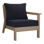 WestinTrends Avalon Outdoor 6-Piece Modular Sectional Patio Furniture Sofa Set, Weathered Wood/Navy Blue