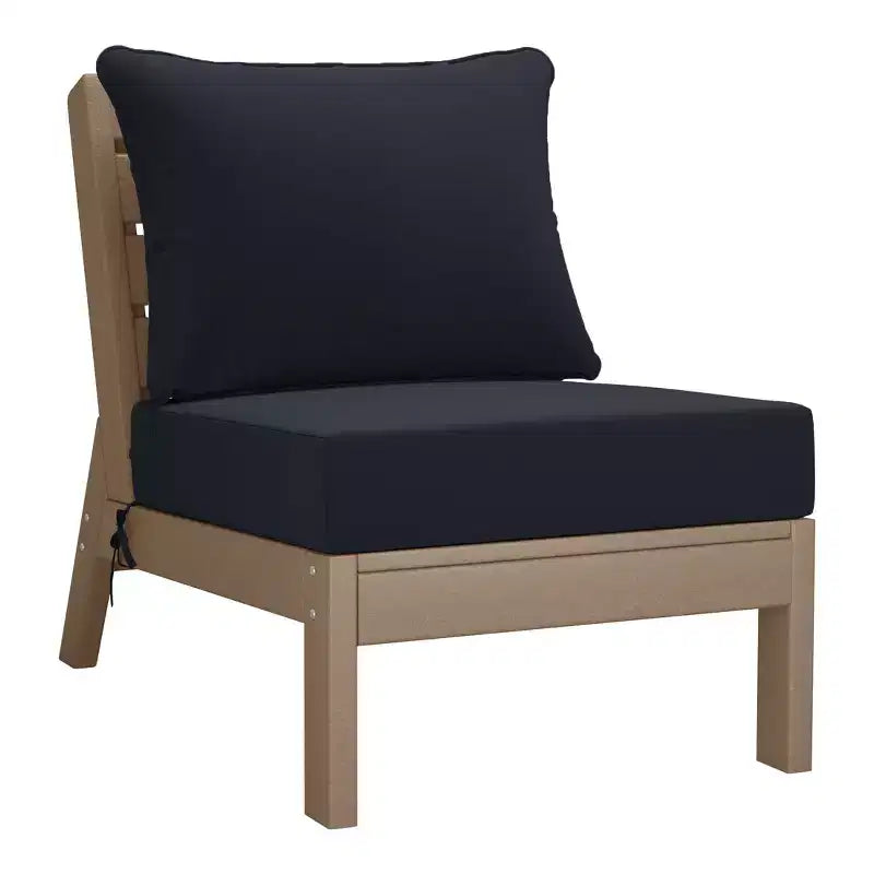 WestinTrends Avalon Outdoor 6-Piece Modular Sectional Patio Furniture Sofa Set, Weathered Wood/Navy Blue