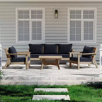 WestinTrends Avalon Outdoor 6-Piece Modular Sectional Patio Furniture Sofa Set, Weathered Wood/Navy Blue