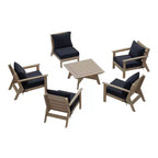 WestinTrends Avalon Outdoor 6-Piece Modular Sectional Patio Furniture Sofa Set, Weathered Wood/Navy Blue