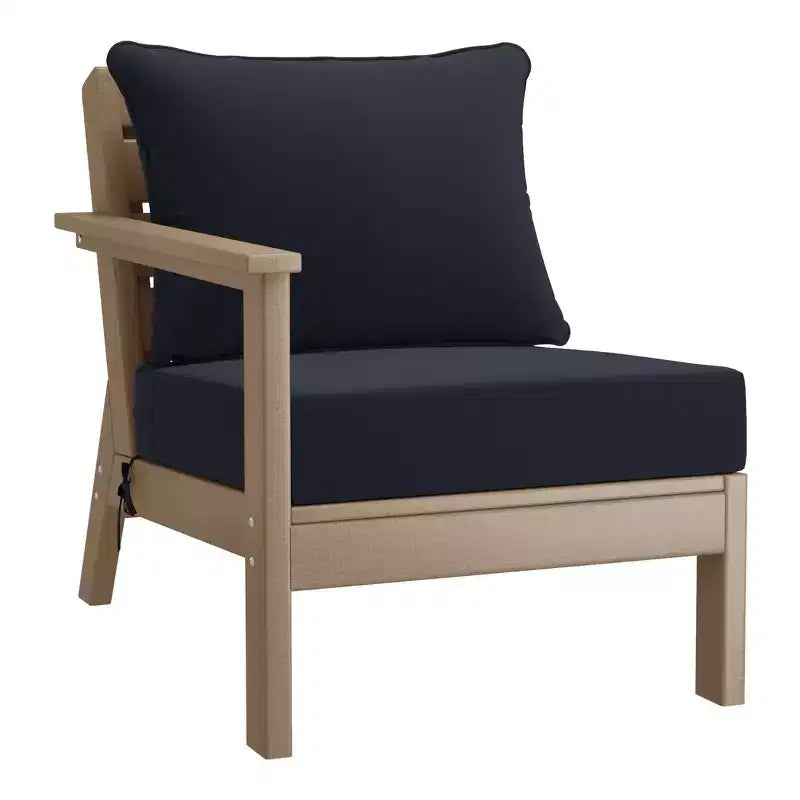WestinTrends Avalon Outdoor 6-Piece Modular Sectional Patio Furniture Sofa Set, Weathered Wood/Navy Blue