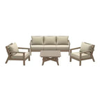 WestinTrends Avalon Outdoor 6-Piece Modular Sectional Patio Furniture Sofa Set, Weathered Wood/Beige