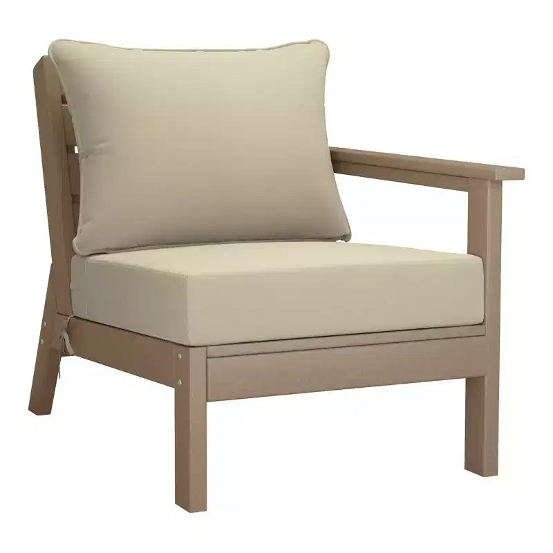 WestinTrends Avalon Outdoor 6-Piece Modular Sectional Patio Furniture Sofa Set, Weathered Wood/Beige