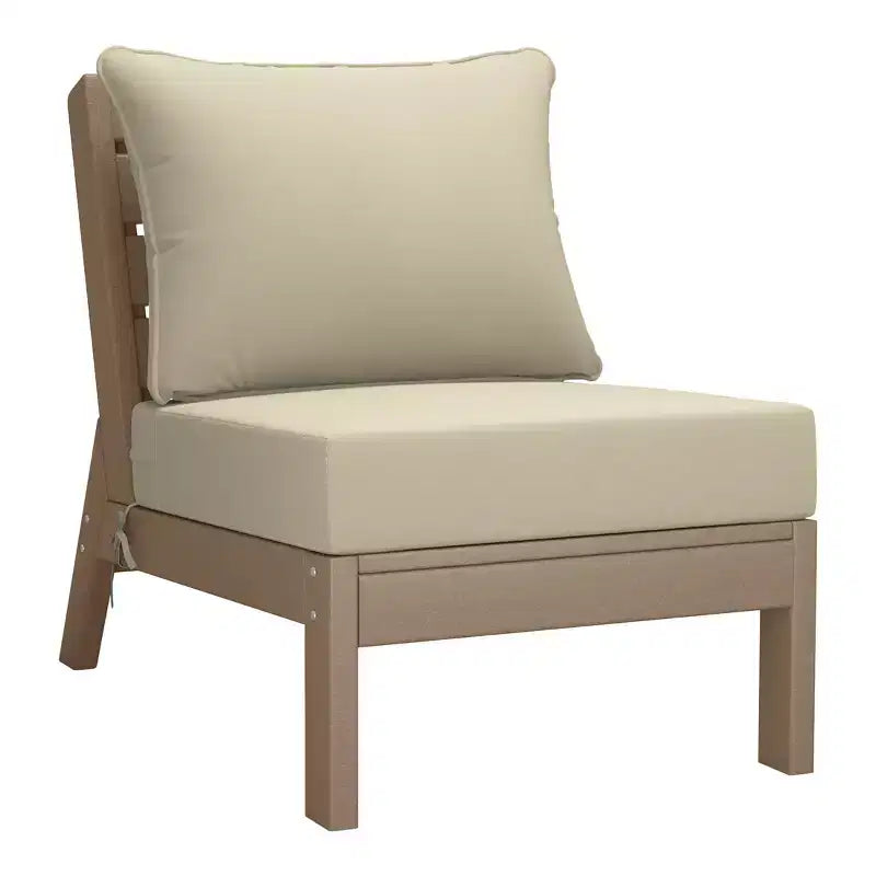 WestinTrends Avalon Outdoor 6-Piece Modular Sectional Patio Furniture Sofa Set, Weathered Wood/Beige