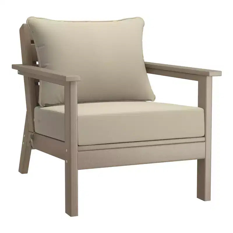 WestinTrends Avalon Outdoor 6-Piece Modular Sectional Patio Furniture Sofa Set, Weathered Wood/Beige