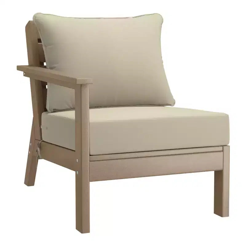 WestinTrends Avalon Outdoor 6-Piece Modular Sectional Patio Furniture Sofa Set, Weathered Wood/Beige