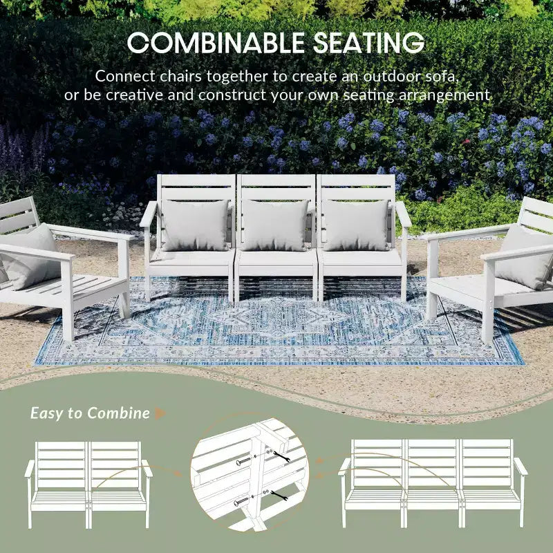 WestinTrends Avalon Outdoor 6-Piece Modular Sectional Patio Furniture Sofa Set, White/Orange