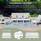WestinTrends Avalon Outdoor 6-Piece Modular Sectional Patio Furniture Sofa Set, White/Orange