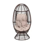 GDFStudio Kai Outdoor Wicker Swivel Egg Chair with Cushion, Bronze Brown/Beige