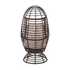 GDFStudio Kai Outdoor Wicker Swivel Egg Chair with Cushion, Bronze Brown/Beige