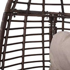 GDFStudio Kai Outdoor Wicker Swivel Egg Chair with Cushion, Bronze Brown/Beige