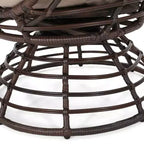 GDFStudio Kai Outdoor Wicker Swivel Egg Chair with Cushion, Bronze Brown/Beige